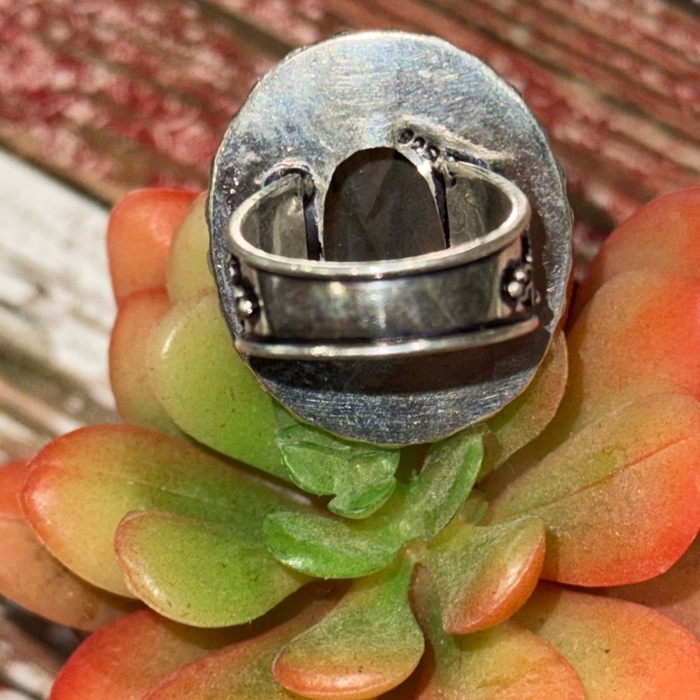 Silver Fiery Labradorite Statement Ring - image 5